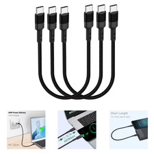 Short USB C to USB C Cable 1FT 3 Pack 60W Fast Charging Data Transfer Nylon