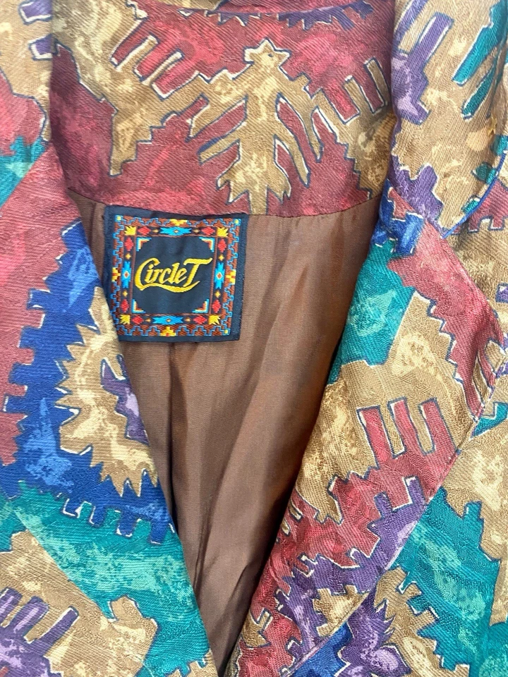 Chaqueta Abrigo Rough Rider by Circle T Southwest Azteca Colorida Hecha en EE. UU. Talla M Foto 3 de 4