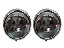 2x H4 Chrom Hauptscheinwerfer Scheinwerfer mit Chromring für Porsche 911 69-83