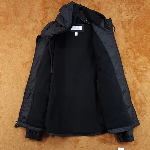 CALVIN KLEIN Jacket Mens XL Black Polar Fleece Lined Hooded Windbreaker $150 image 5