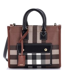 Burberry Freya Brown Coated Canvas Tote
