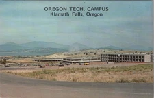 Oregon Tech Campus OTI Klamath Falls OR 1950s Autos postcard KP12