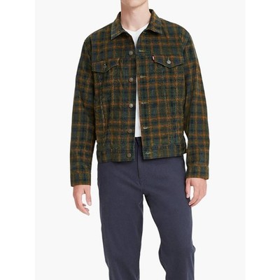 Levi Strauss & Co Plaid Corduroy Trucker Jacket Men Size XXL Green Vintage Style