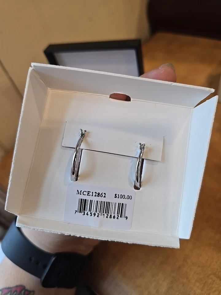 NUEVOS Pendientes de aro de topacio blanco y amatista genuina de ley 925 MCE12862 Foto 3 de 4