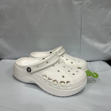 Crocs Baya 208186-100 Clogs Women's US 7 White Slip On Platform Shoes EBS1192