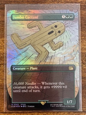 MTG JUMBO CACTUAR Woodblock Brdless FOIL FFVIII Final Fantasy MINT RARE