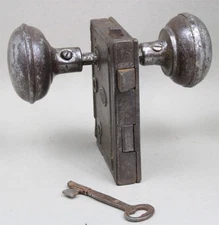 Antique Corbin Door Mortise Lock Set w/Skeleton Key Metal Door Knobs