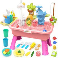 2026 Upgraded Water Table Toddlers 1-3 Play Sink Running Electric Faucet