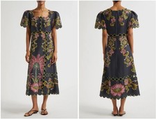 Farm Rio Women's Ravenala Floral Short Sleeve Midi Dress Size Extra Small XS