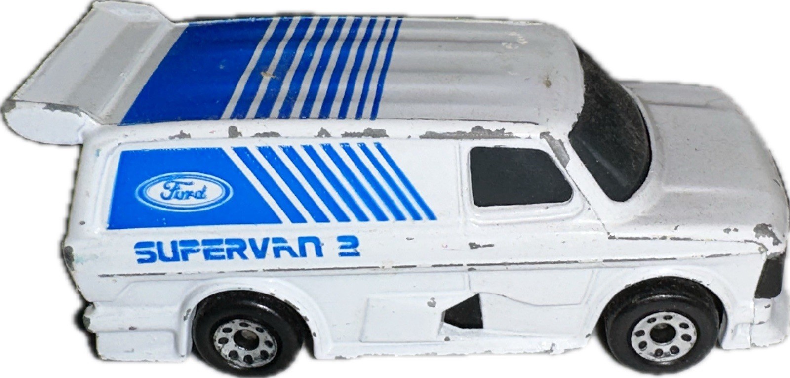Matchbox 1985 Ford Supervan II Macau White Blue Vintage Diecast 1:64 Scale Loose