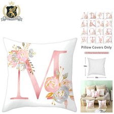 Stylish Machine Washable Alphabet Flower Cushion Covers 18x18 for Sofas