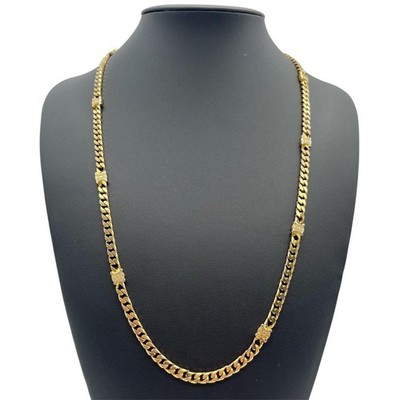 CELINE Gold Necklace Triomphe Macadam Curb Chain 70cm