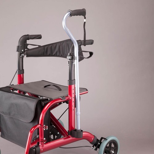 Rollator and Transport Chair in 1 XL, Burgundy - Picture 6 of 8