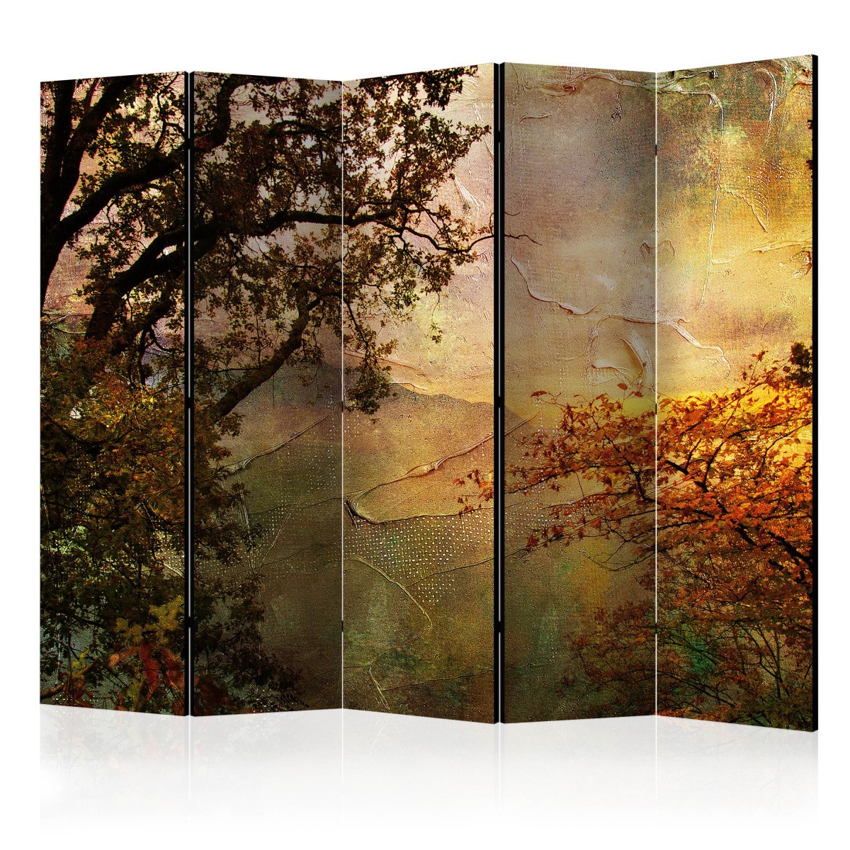 Paravent 5 volets elegant toile intissee Painted Autumn grand format de salon