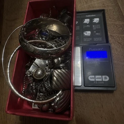 ESTATE STERLING SILVER RING BRACELET PENDANT 499g JEWELRY SCRAP & RESELL LOT 1