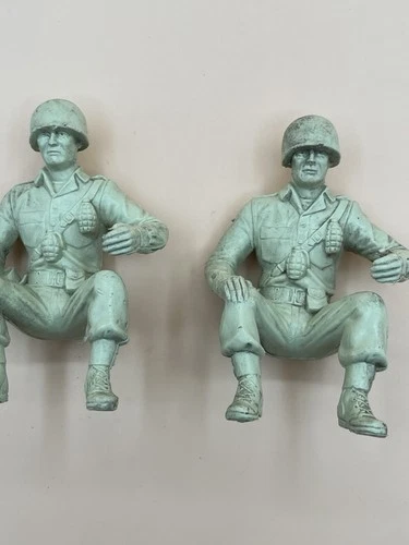 Lot of 2 Vintage Marx 6" WWII US Army Toy Soldiers Seated Driver Figure G.I.