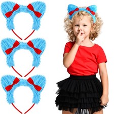 3 Pcs Blue Fuzzy Headband, Fluffy, Hairband, Costume, Hair Accessories Set