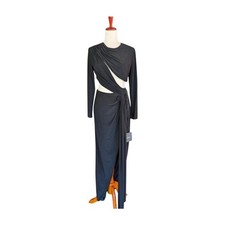 NWT IEENA for Mac Duggal Black Jersey High Slit Cutout Evening Gown Size 6