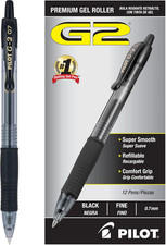 Pilot G2 Premium Gel Roller Pens 0.7, Fine Point Smooth Writing Pens Black, Pack