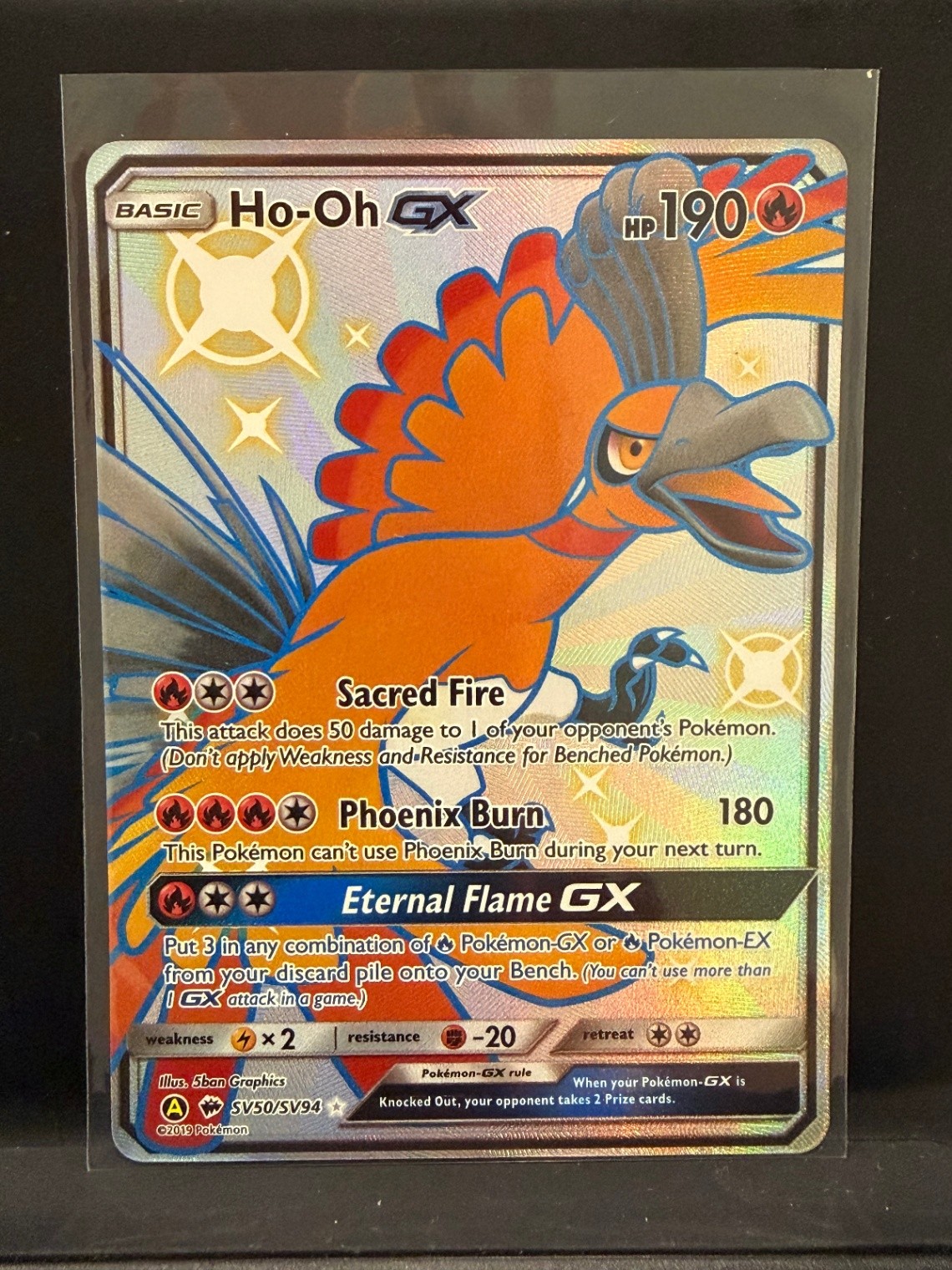 Ho Oh GX Shiny Holo Rare Hidden Fates: Shiny Vault SV50/SV94 Fire Holo Pokemon C