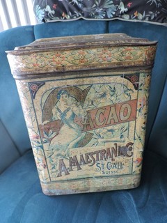Alte Schachtel Schokolade Kakao MAESTRANI St. Gallen Schweiz no Banania Tin Box