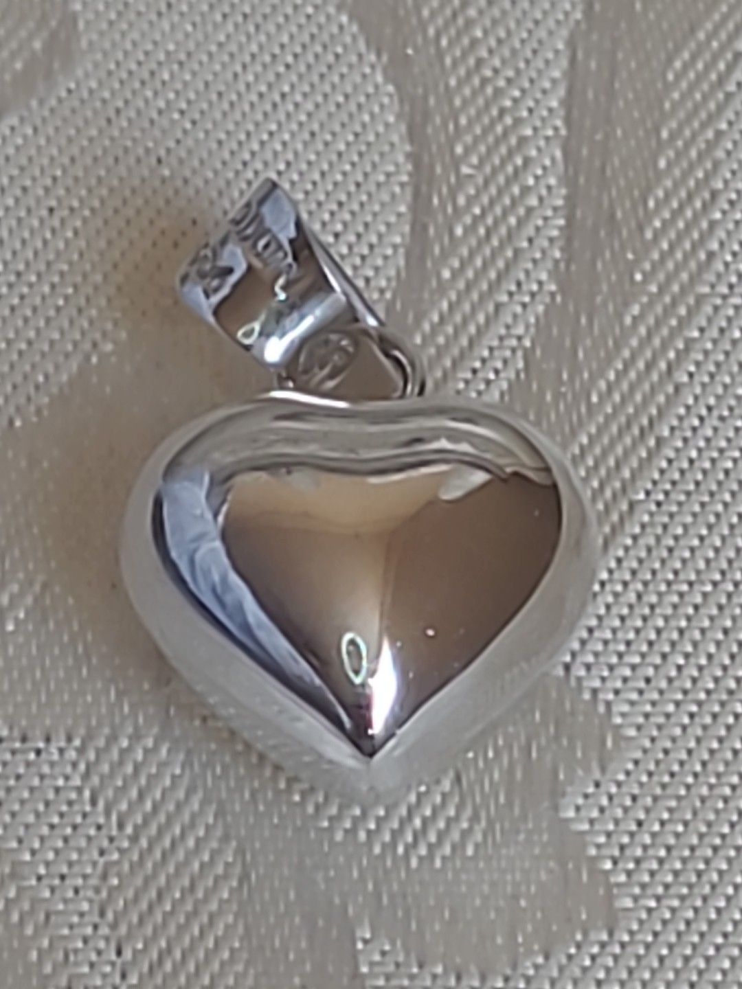 Vintage Sterling Silver 925 MEXICO Large Puffy Heart Charm Pendant