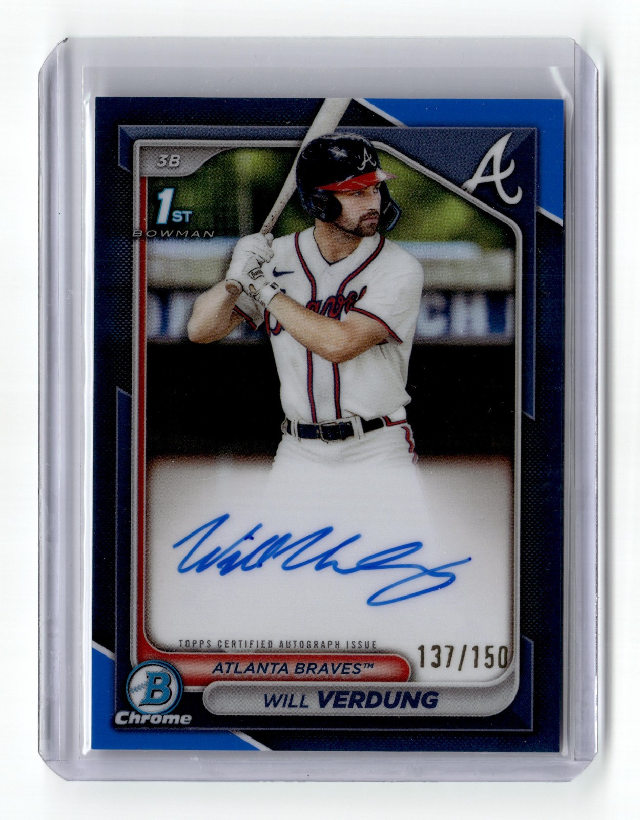 2024 Bowman Chrome #CPA-WV Will Verdung Blue 1st Bowman Autograph 137/150 RC