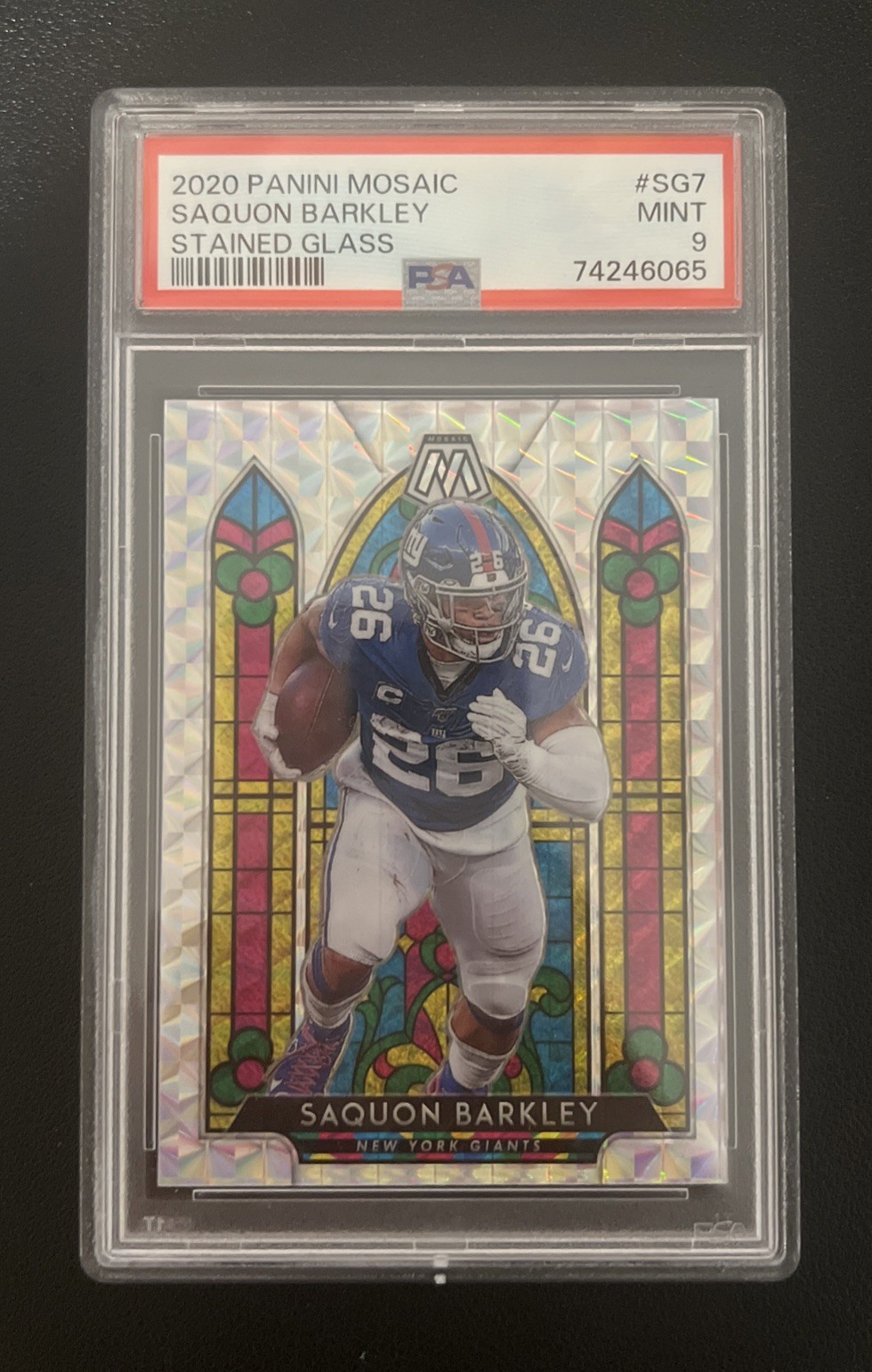 2020 Mosaic SAQUON BARKLEY SSP Stained Glass #SG7 PSA 9 Mint