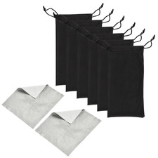 Pebipoo 6pcs Sunglasses Eyeglasses Microfiber Soft Pouch Bag Standard, Black