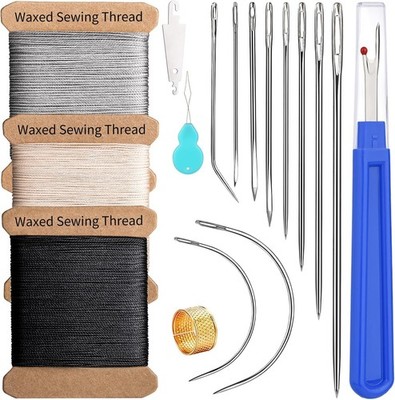 Upholstery Needle Thread Kit Waxed Thread Leather Repair Set Sewing Pro!!!