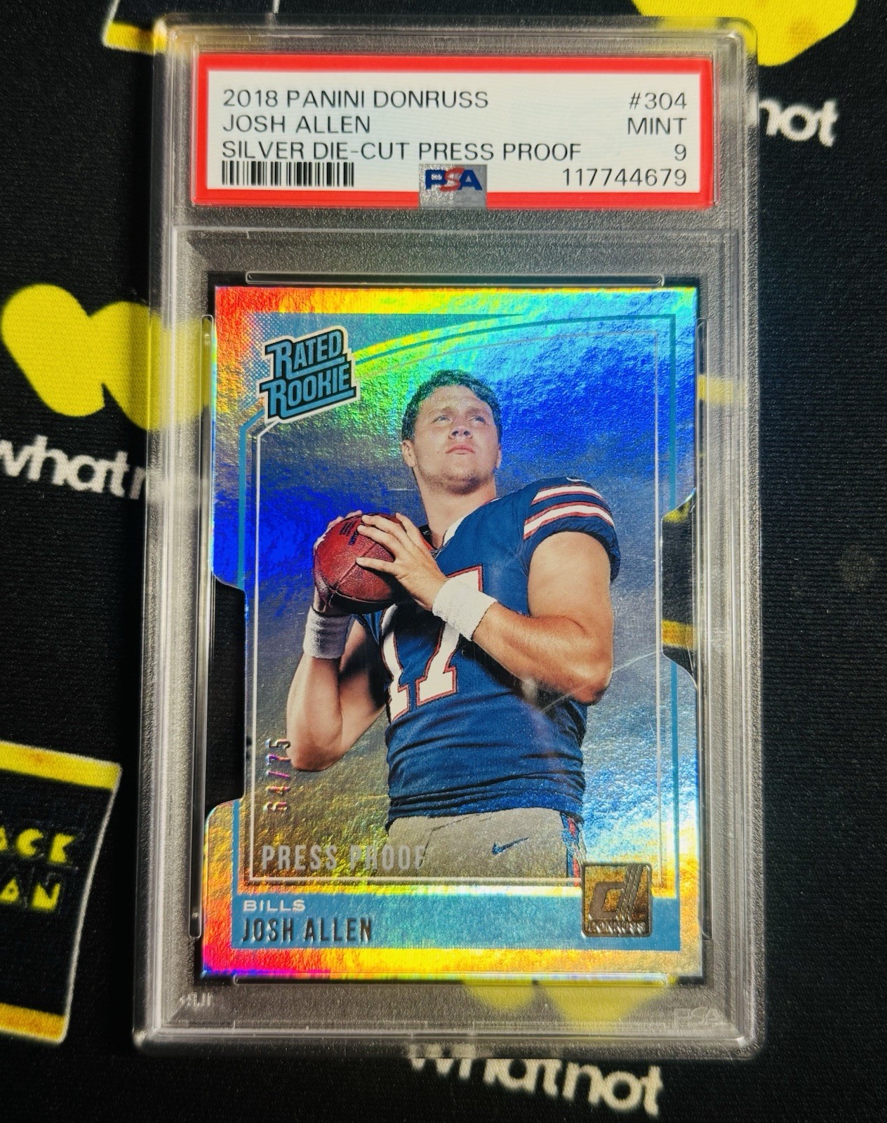2018 DONRUSS SILVER DIE-CUT PRESS PROOF JOSH ALLEN ROOKIE /75 #304 PSA 9 MINT
