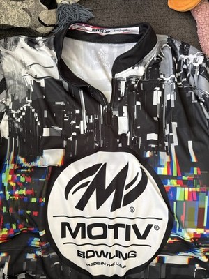 Motiv Men s 2XL Coolwick Black Gray Sash 1/4 Zip Bowling Jersey