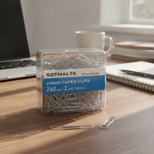 2-Inch Large Silver Paper Clips - 240pcs in Elegant Storage Box for Easy Access