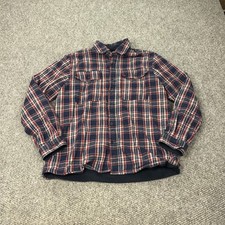 Boston Traders Shirt Mens Large Red Blue Plaid Fleece Lined Flannel Shacket