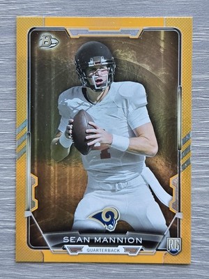 SEAN MANNION /299 RAINBOW ORANGE PARALLEL RC 2015 BOWMAN RAMS