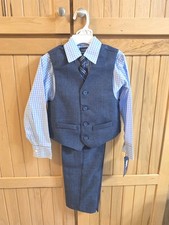 IZOD Boys' 4-Pc. Set w/ Collared Dress Shirt, Tie, Vest  Pants, Size 5, Blue