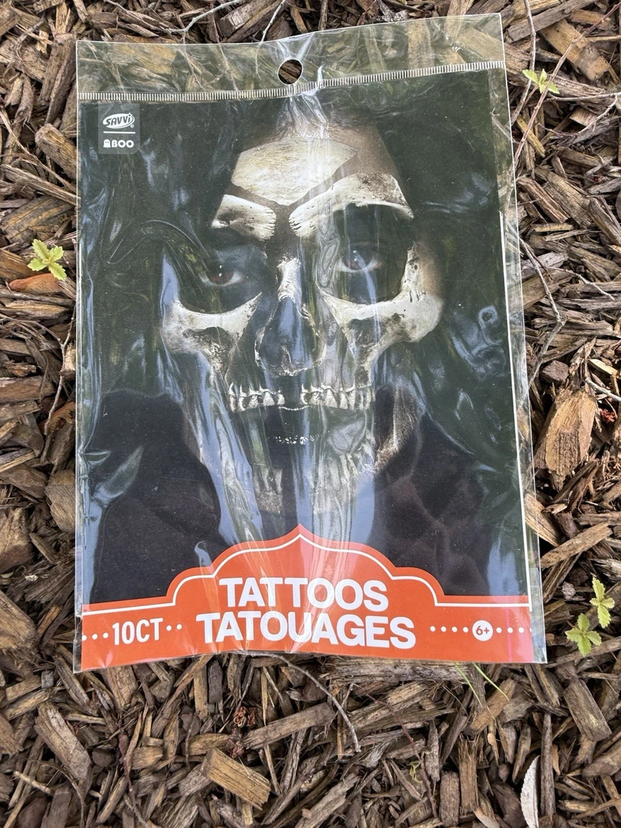 Tatuajes Temporales Halloween De Esqueleto – 3 Piezas Para Cara, Impermeables Y Fáciles De Aplicar, Efecto Realista