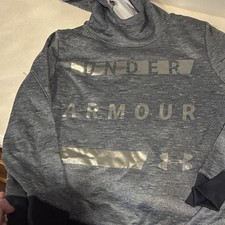 Under Armour Men's Gray Pullover Hoodie Fleece Loose Fit Logo Size M