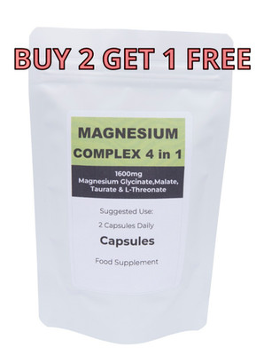 Magnesiumglycinat 4 in 1 Komplex, 1600 mg, keine Füllstoffe, hohe Festigkeit