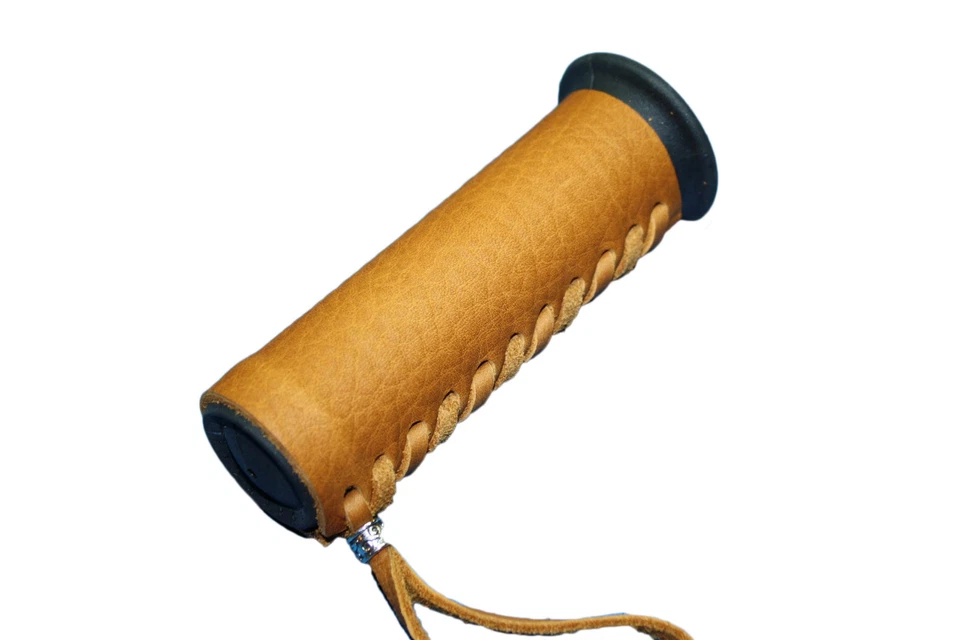 New Tan Leather Motorcycle Grip Covers Set For Indian Scout and Scout Sixty - Image 4 of 4