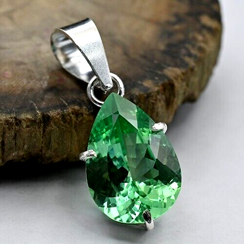 27.65 Ct Natural Green Tourmaline Pendant in 925 Sterling Silver Handcrafted Jewelry
