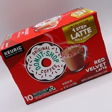 Original Donut Shop RED VELVET LATTE Keurig Coffee Single Serve K Cup Pods 10 Ct