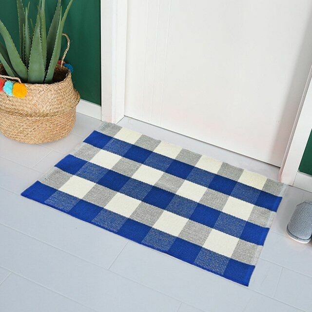 Reversible Hand Woven Cotton Rug Machine Washable Durable Throw Rugs