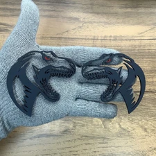 for raptor head Alpha badges emblem red eye for velociraptor Matte Fender Angry