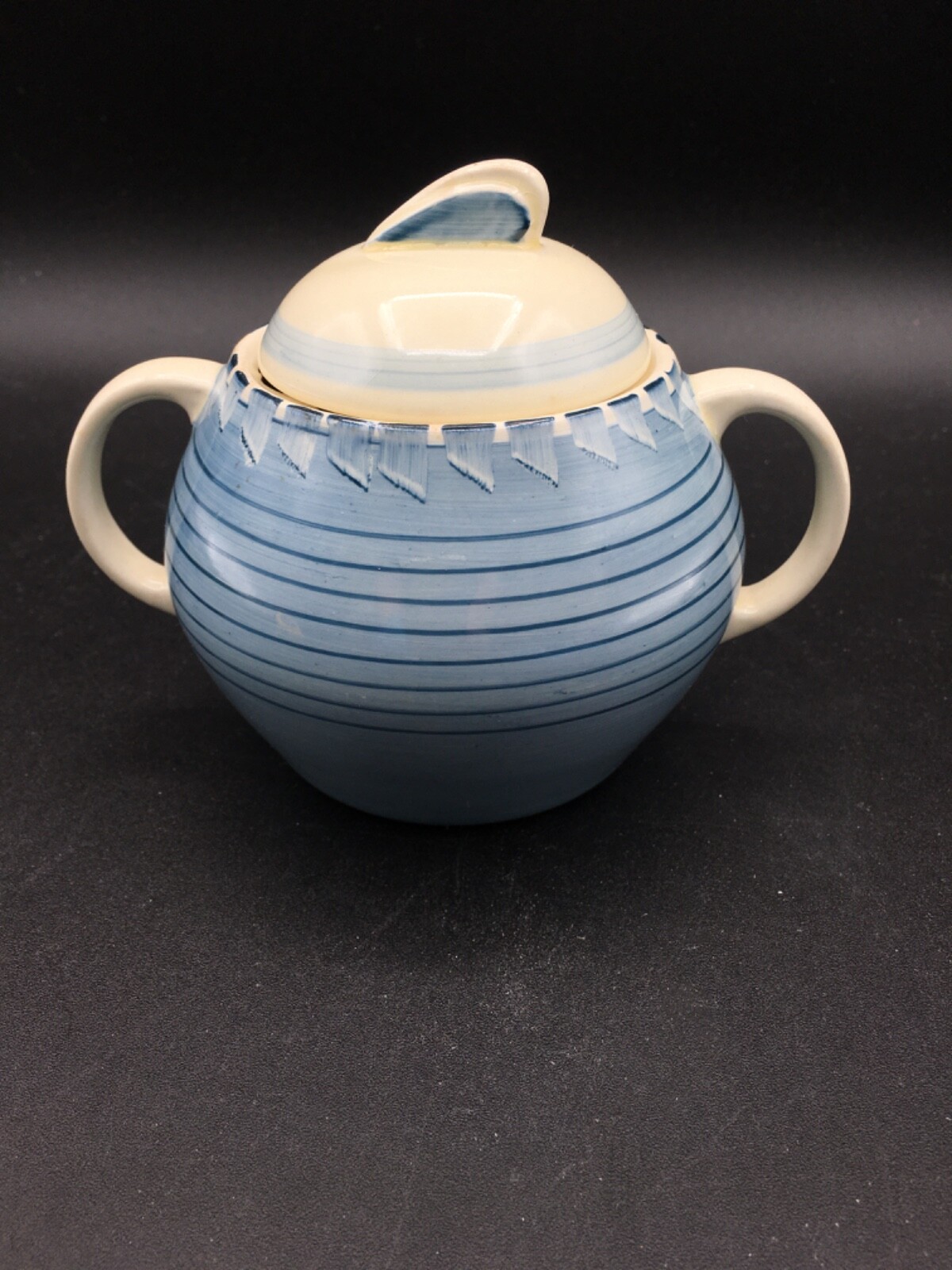 Susie Copper Crown Works Burslem 2179 Blue Sugar  Bowl Bone China England