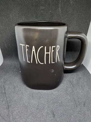 Rae Dunn TEACHER Black Coffee / Tea Mug Cup Artisan Collection 16 fluid oz EUC