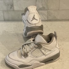 Nike Air Jordan Retro 4 GS White Oreo Cement Tech Gray DJ4699-100 Size 5Y/6.5W