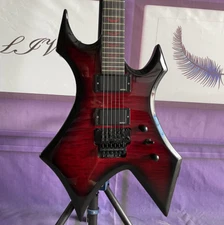 Electric Guitar Red Warlock MK3 Active Pickups Red Tremolo Bridge HH Pickups