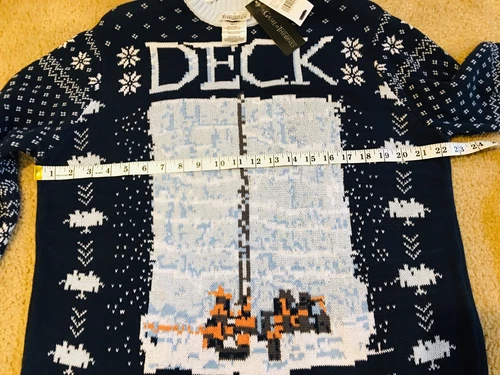 Game of Thrones Size XL Ugly Christmas Sweater Deck The Wall HBO Navy Blue