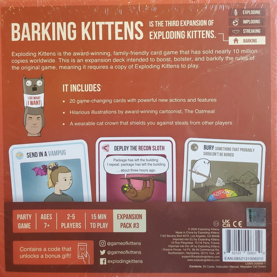 NEW Barking Kittens - Exploding Kittens Expansion Pack - Includes Cat Crown - Image 4 of 4